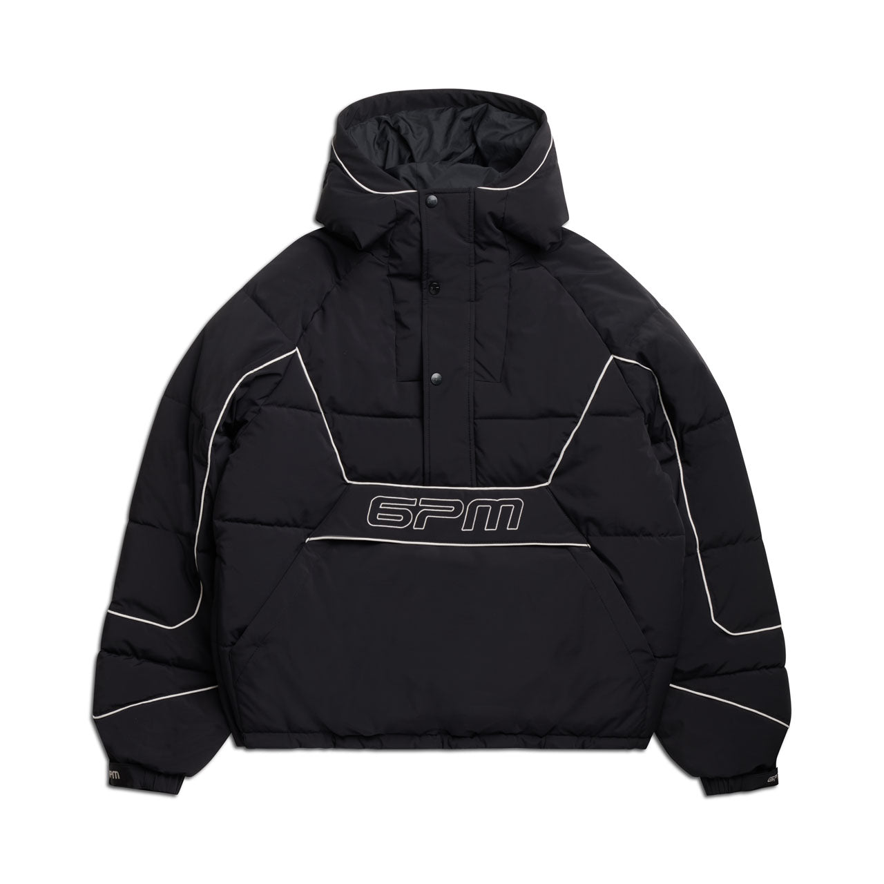 HALF ZIP PULLOVER PUFFER JACKET BLACK
