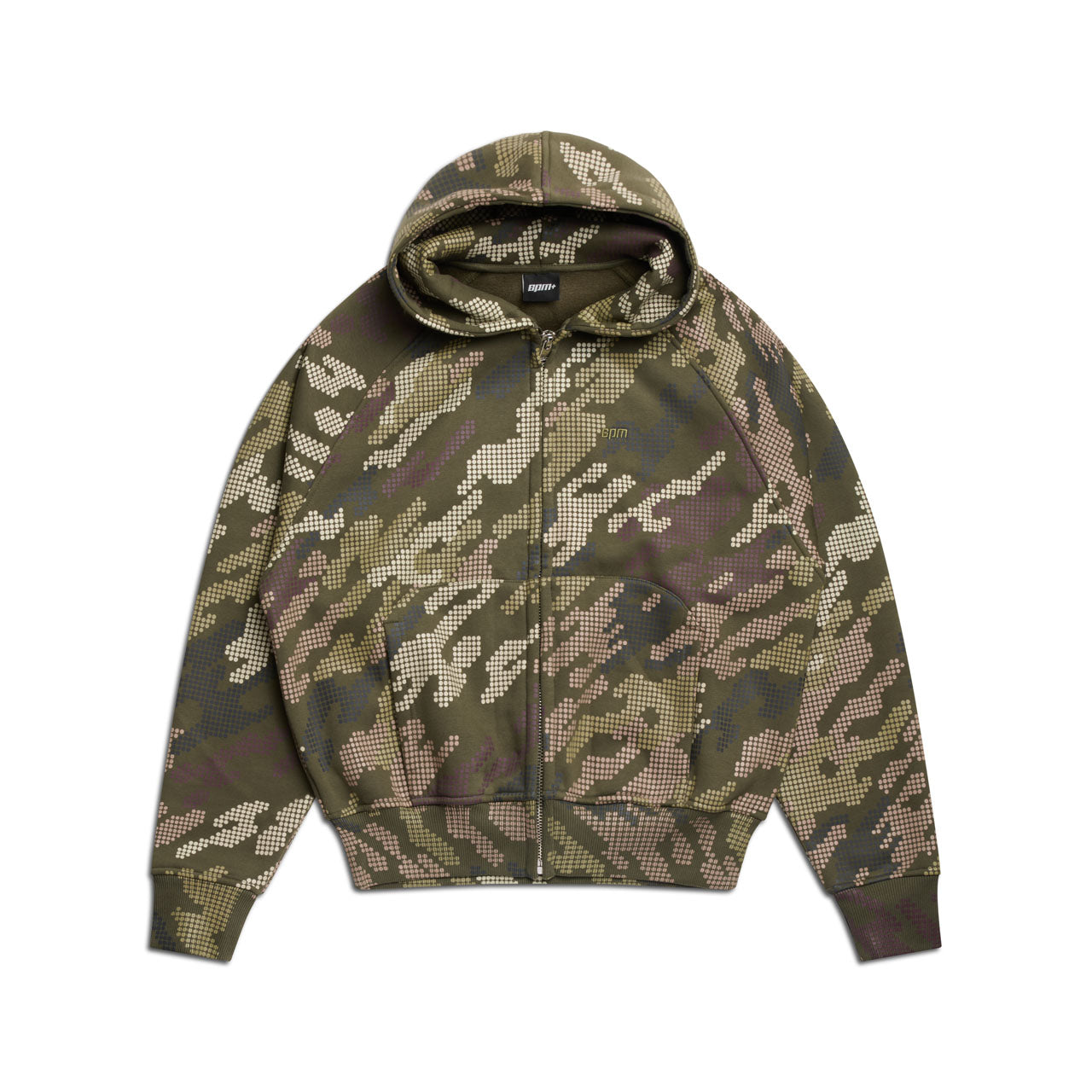 DOT CAMO ZIP HOODIE GREEN