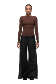 WMNS RIBBED LS DARK HAZELNUT