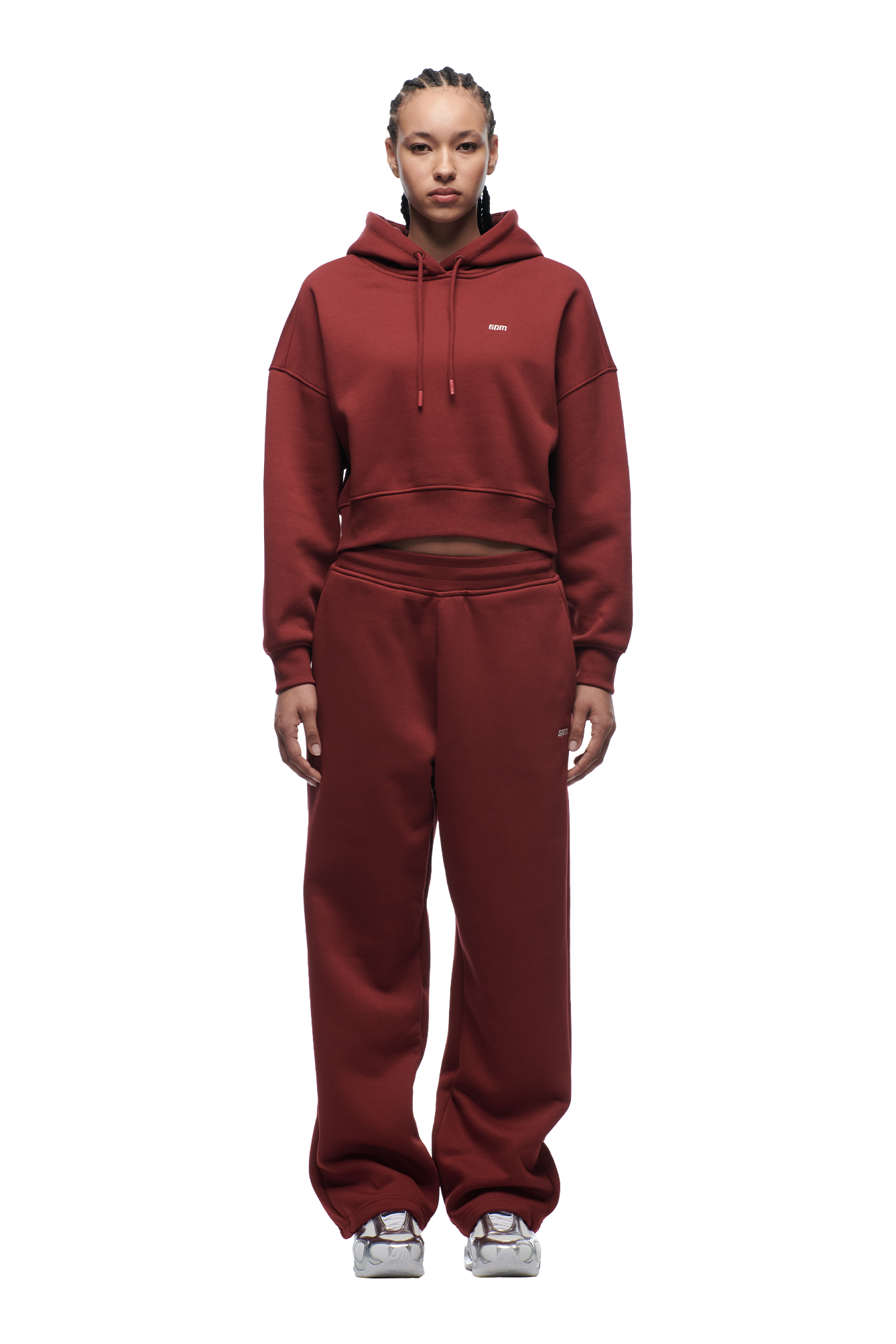 WMNS CROPPED HOODIE WINE RED