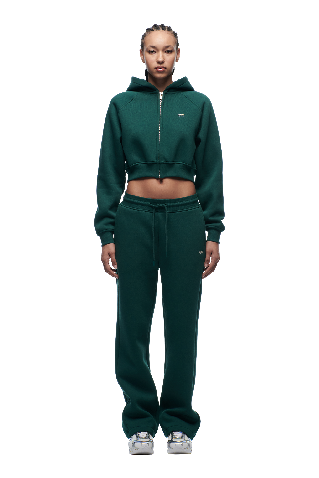 WMNS CROPPED ZIP HOODIE EVERGREEN