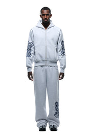 WAVE LOGO ZIP HOODIE LIGHT GREY