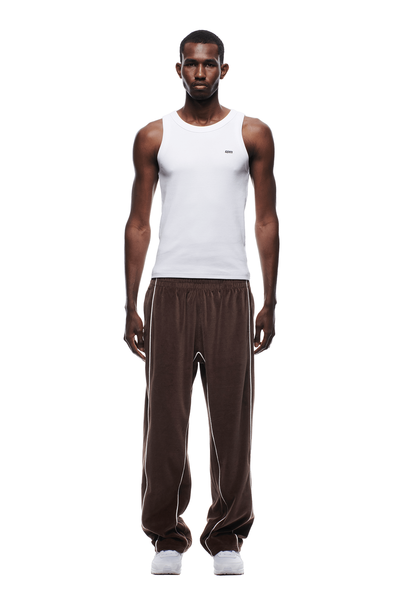 VELOURS TRACK PANT CHOCOLATE BROWN