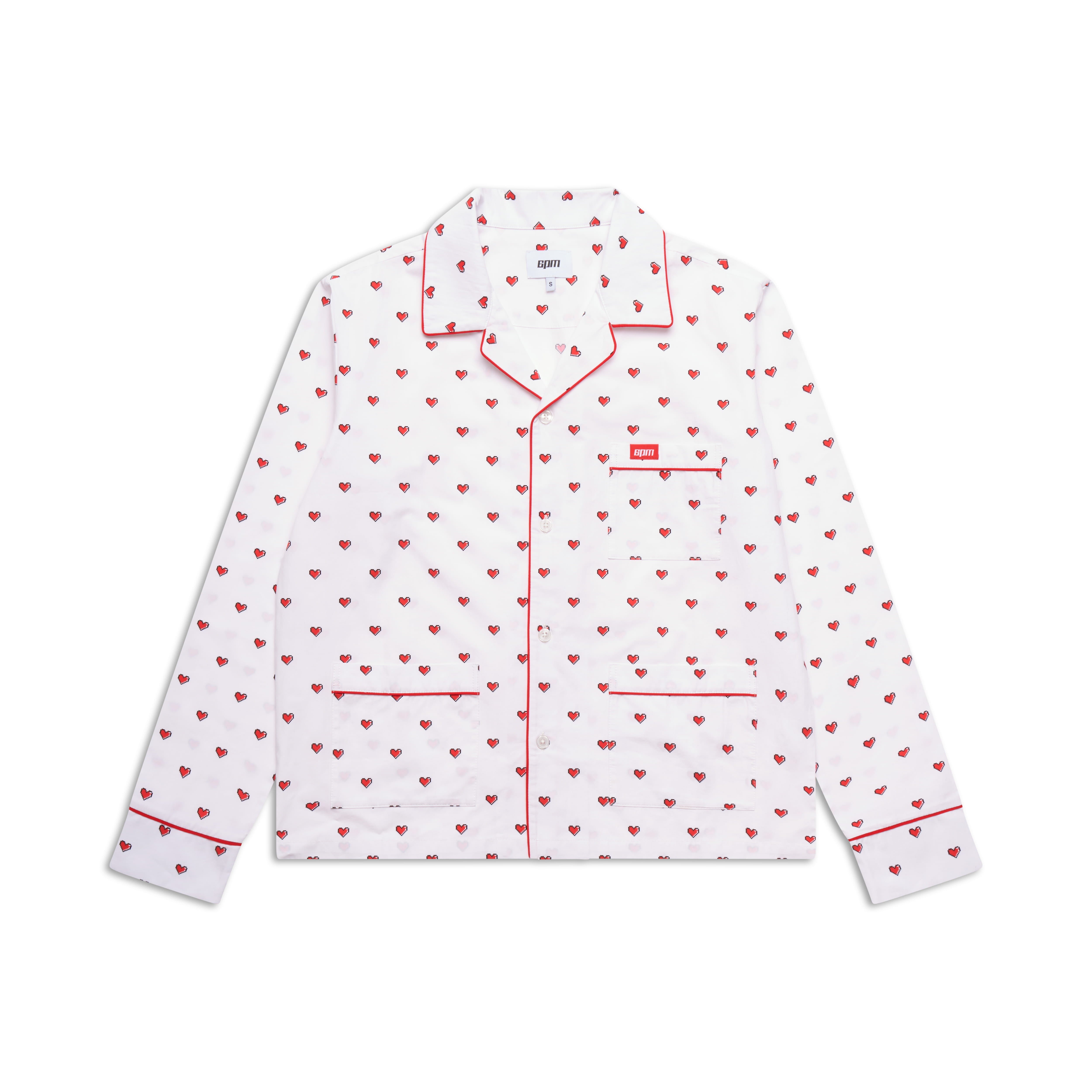 PYJAMA SHIRT WITH PIXEL HEARTS