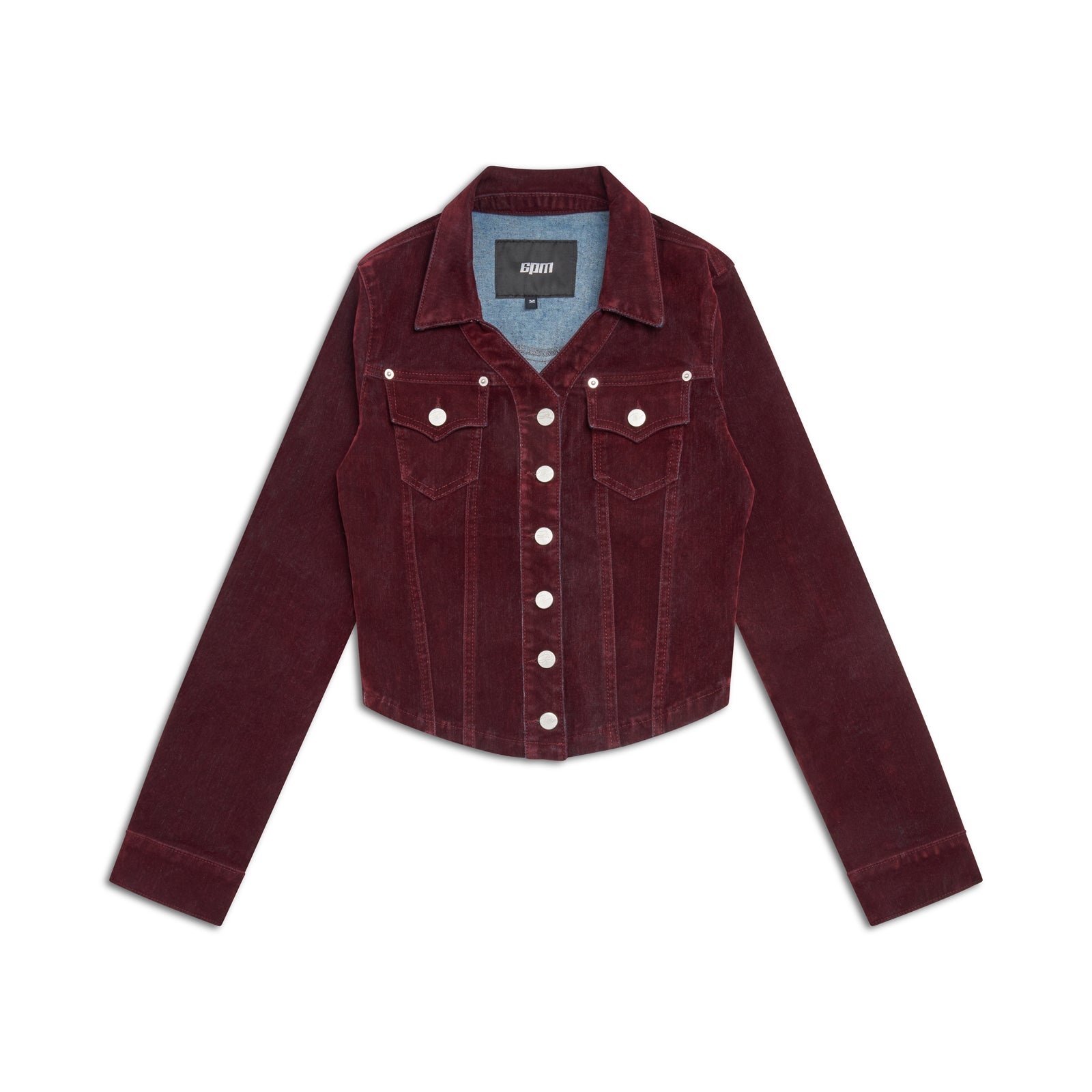 WMNS VELVET DENIM JACKET BORDEAUX RED
