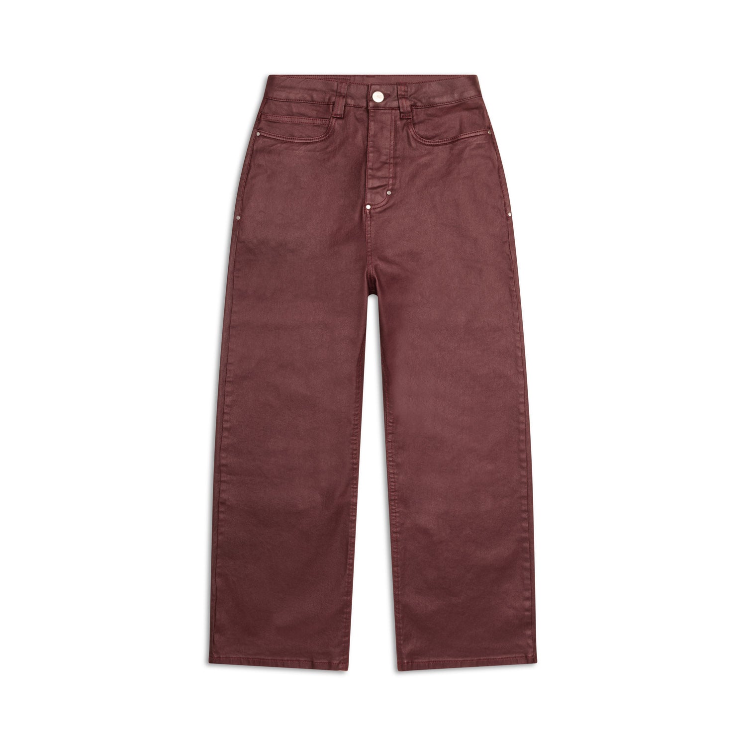 WAX COATED DENIM DARK BURGUNDY