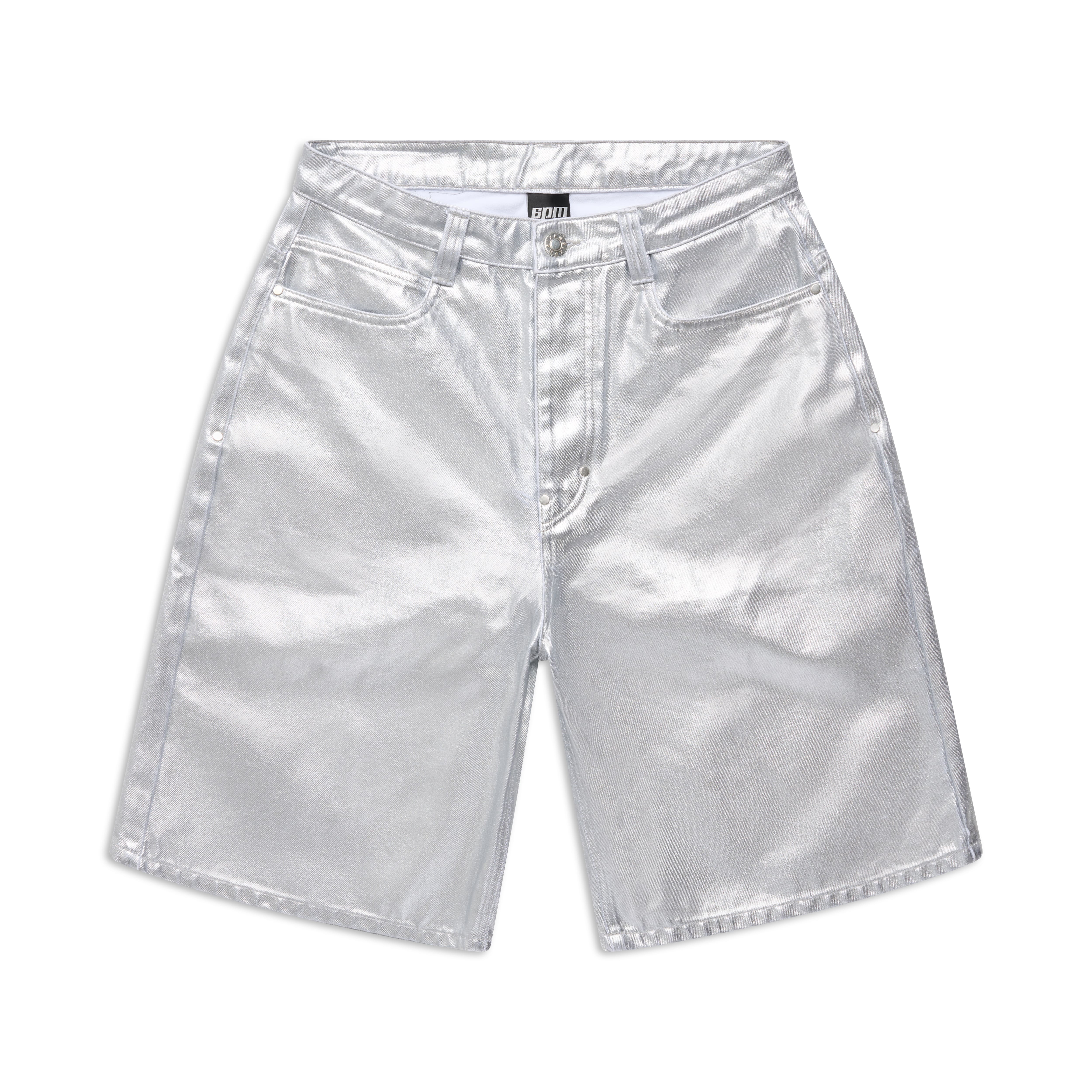 COATED DENIM SHORTS SILVER SURFER