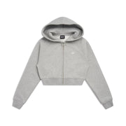 WMNS CROPPED ZIP HOODIE GREY MELANGE